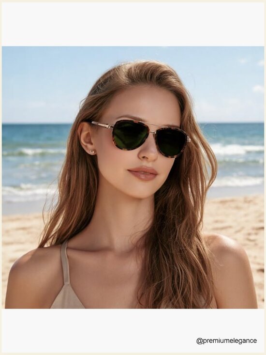 Retro Polarized Aviator Sunglasses Square Frame UV400 Protection Unisex main image 4